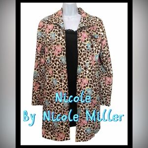 Nicole By Nicole Miller Floral Animal Print Lightweight Jacket Womens 14